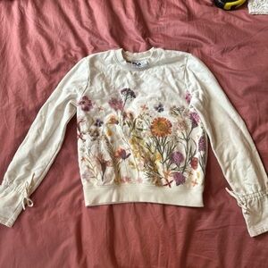 FILA Floral Cream Bow Crewneck Sweatshirt Medium